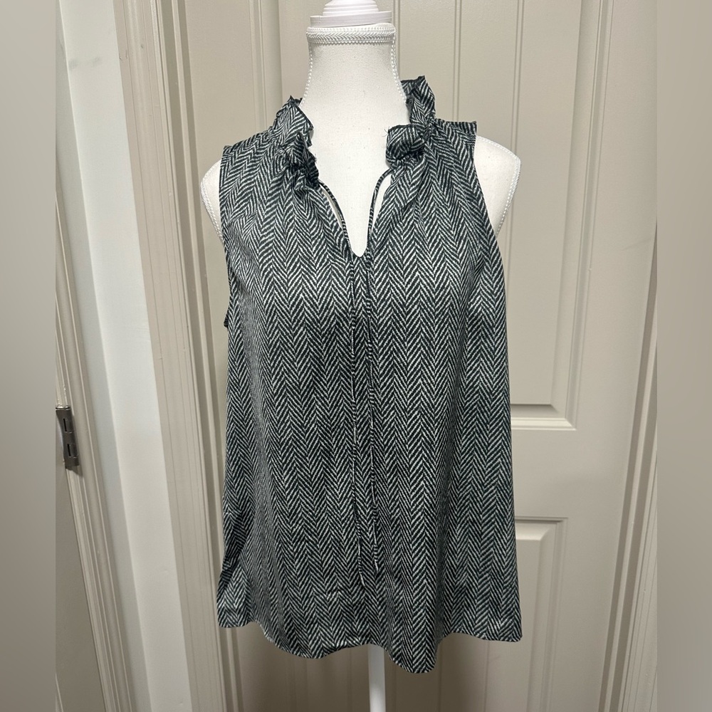 J. Crew Black and White Chevron Blouse